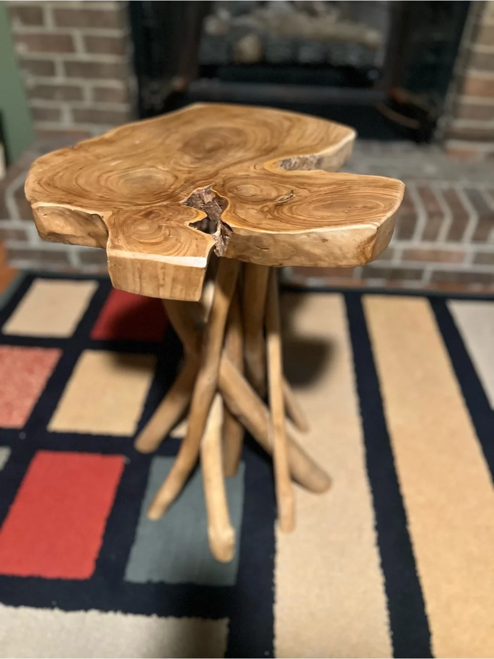 Handcrafted Teak Root Accent Table - Natural Brown